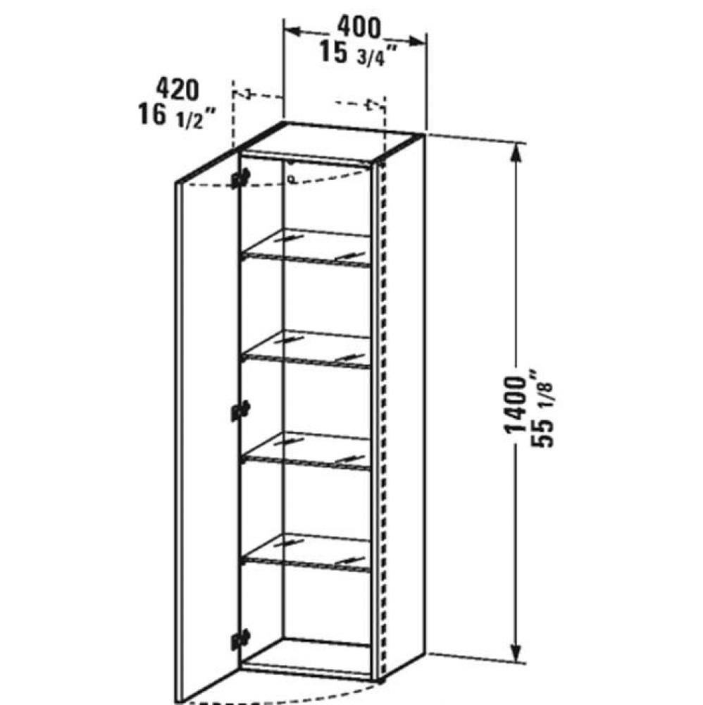 DuraStyle tall cabinet - 55 1/8''x15 3/4''x14 1/8'', Terra/White