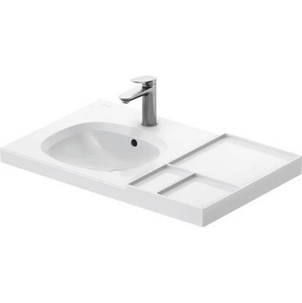Duravit Aurena 31 3/4'' Rectangular Wall Mounted Sink in White with Single Faucet Hole a