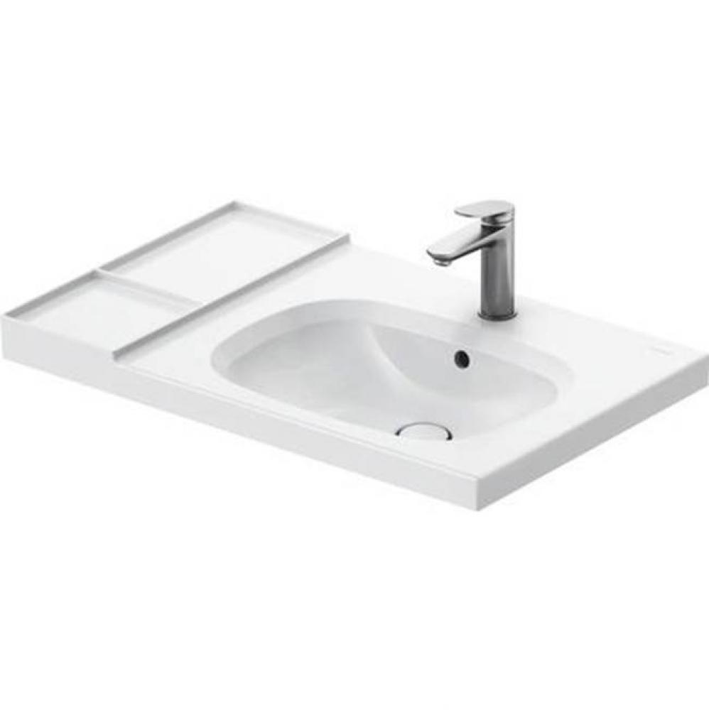 Duravit Aurena 31 3/4'' Rectangular Wall Mounted Sink in White with Single Faucet Hole a