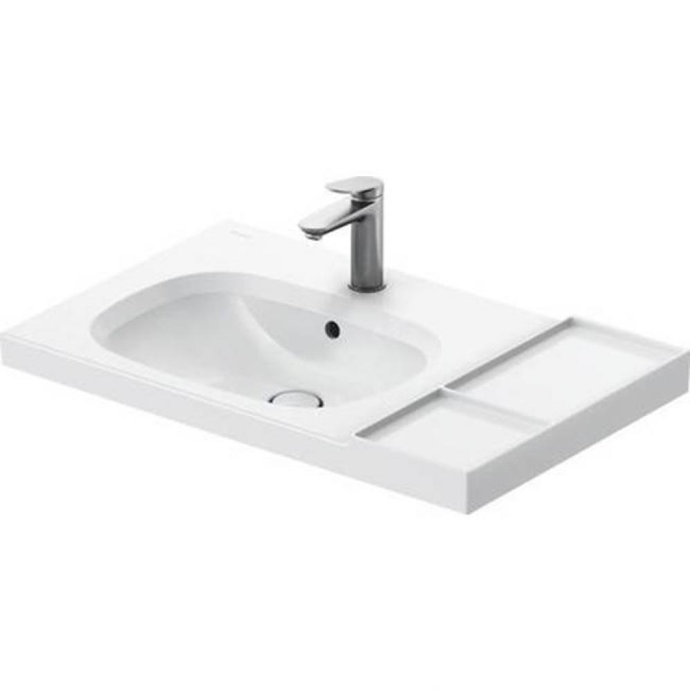 Duravit Aurena 31 3/4'' Rectangular Wall Mounted Sink in White with Single Faucet Hole a
