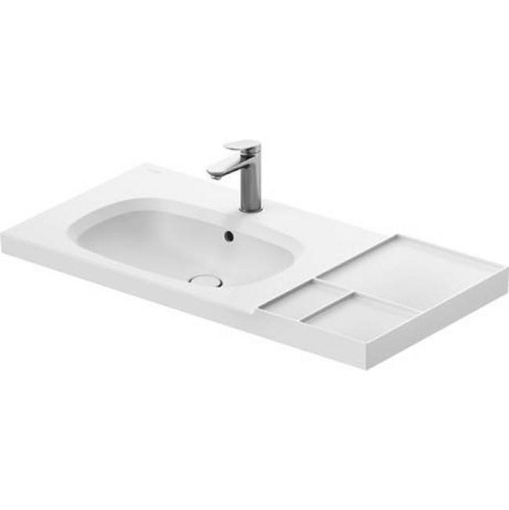 Duravit Aurena 39 3/8'' Rectangular Wall Mounted Sink in White with Single Faucet Hole a