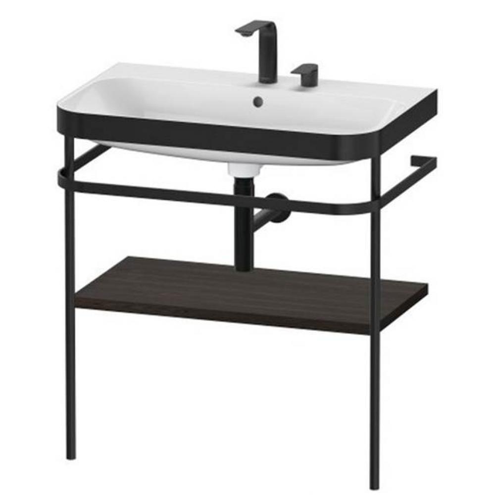 Happy D.2 Plus C-Bonded Vanity Kit with Sink and Metal Console Walnut Brushed