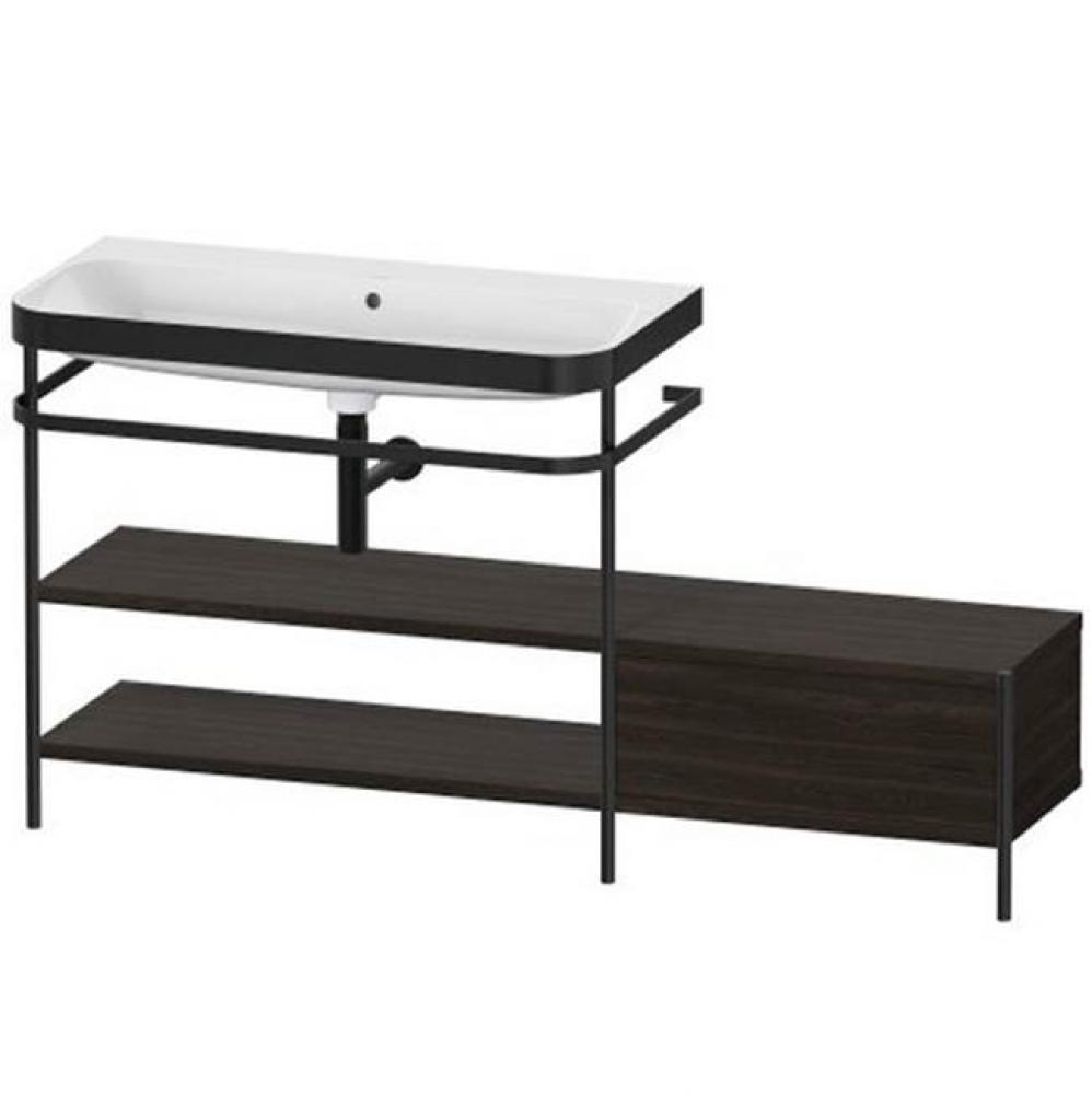 Happy D.2 Plus C-Bonded Vanity Kit with Sink and Metal Console Walnut Brushed
