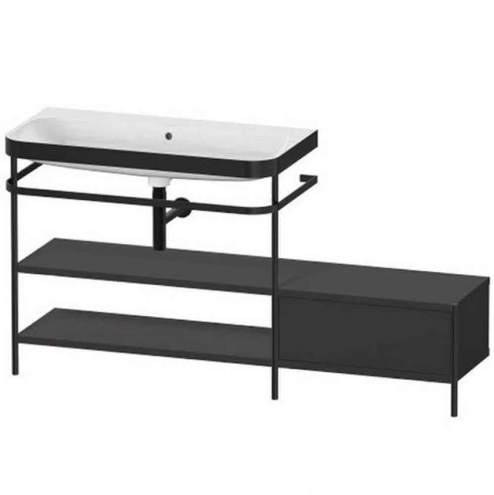 Happy D.2 Plus C-Bonded Vanity Kit with Sink and Metal Console Graphite