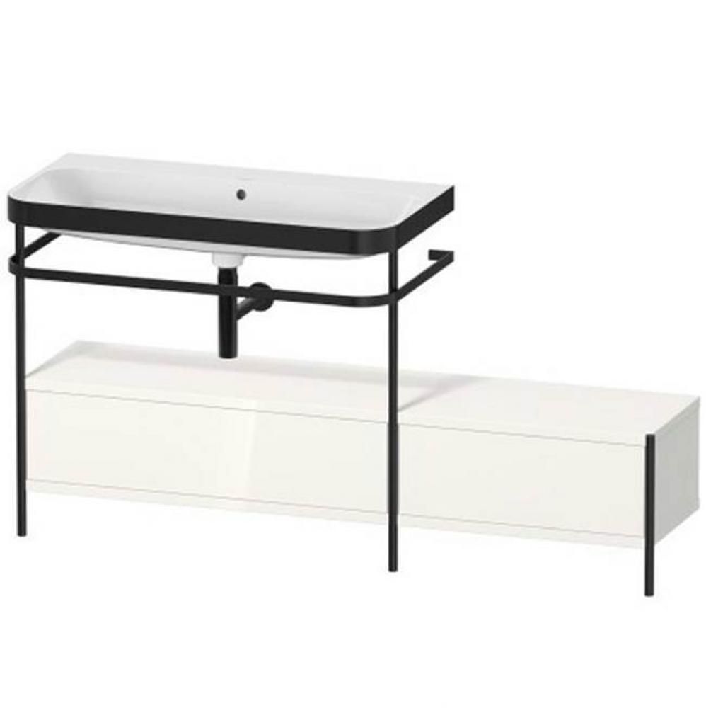 Happy D.2 Plus C-Bonded Vanity Kit with Sink and Metal Console White