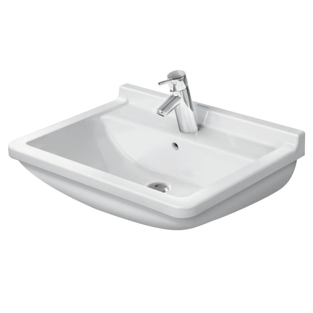 Duravit Starck 3 23 5/8'' Rectangular Wall Mounted Sink in White with Single Faucet Hole