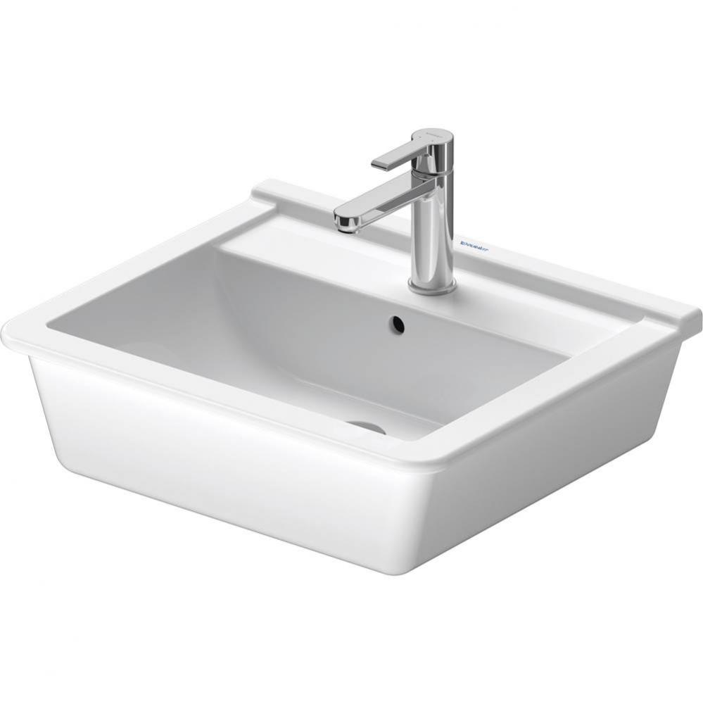 Duravit Starck 3 22'' Rectangular Drop In Sink in White with Single Faucet Hole and Over