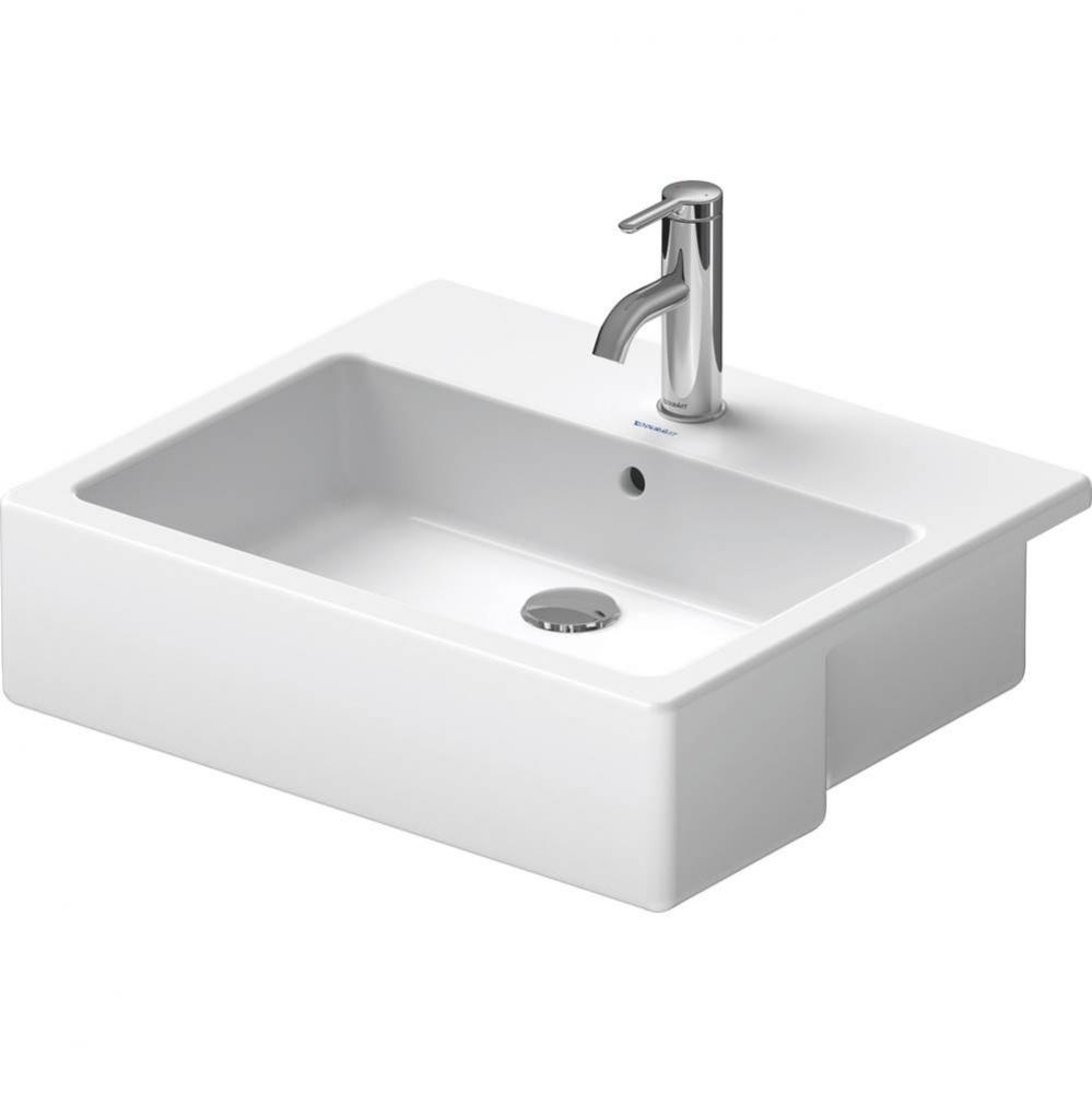 Duravit Vero 21 5/8'' Rectangular Semi-Recessed Sink in White with Single Faucet Hole an