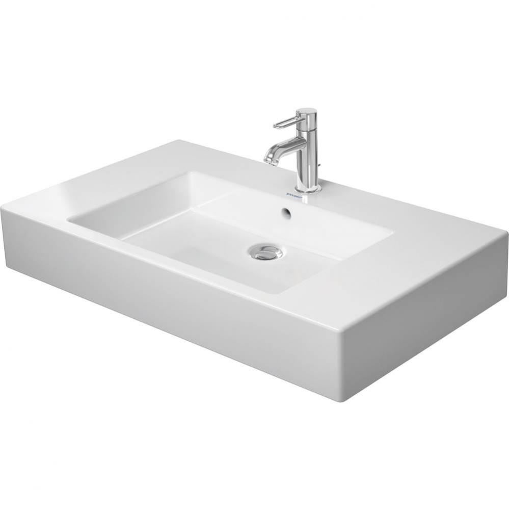 Duravit Vero 33 1/2'' Rectangular Wall Mounted Sink in White with Single Faucet Hole and