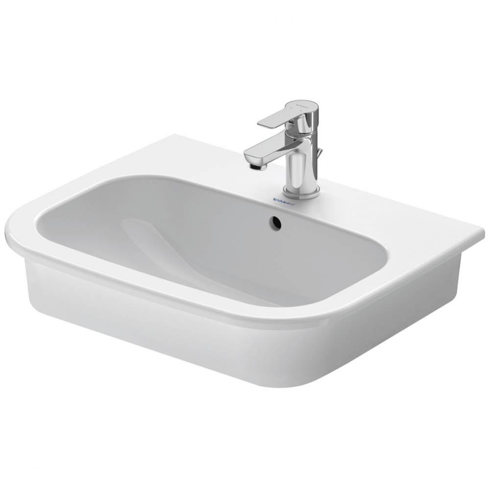 Duravit D-Code 21 1/2'' Rectangular Drop In Sink in White with Single Faucet Hole and Ov