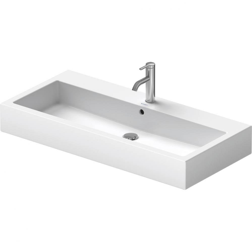 Duravit Vero 39 3/8'' Rectangular Wall Mounted Sink in White with Single Faucet Hole and