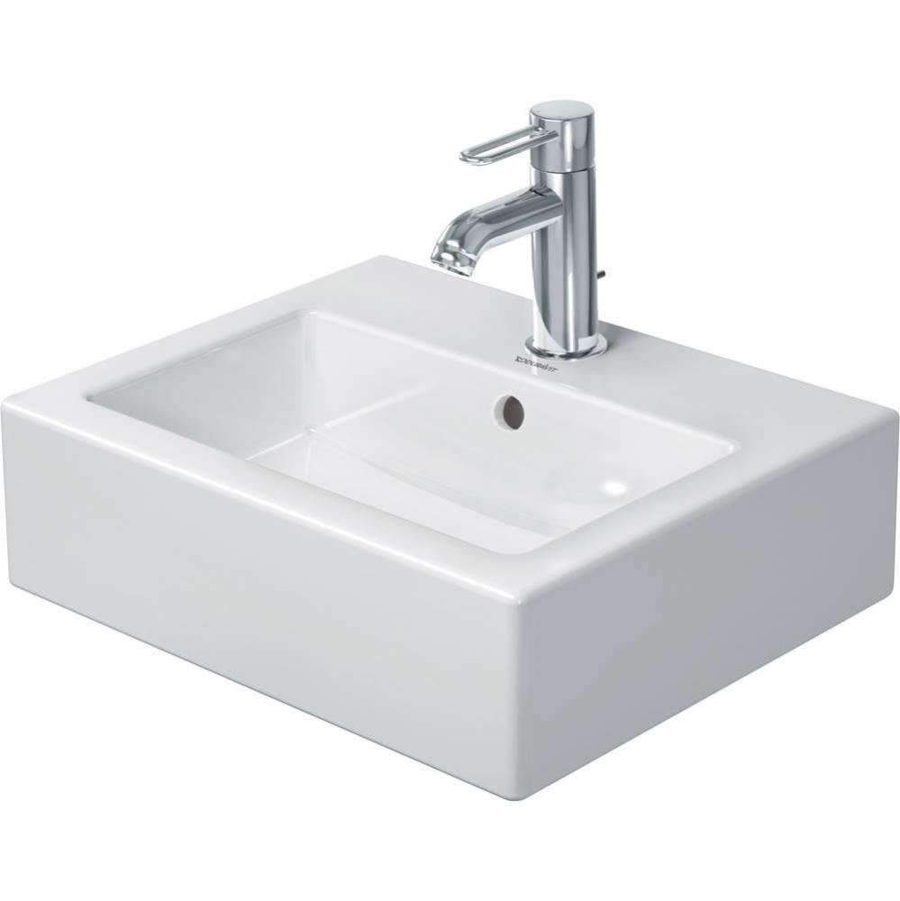 Duravit Vero 17 3/4'' Rectangular Wall Mounted Sink in White with Single Faucet Hole and