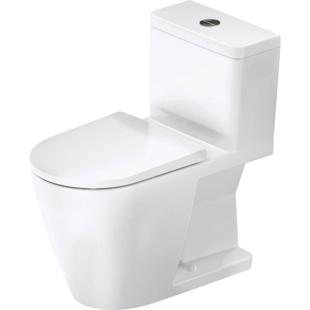 Duravit D-Neo 1.32/0.92 GPF Dual Flush Rimless Elongated One Piece Toilet in White, Top Push Butto