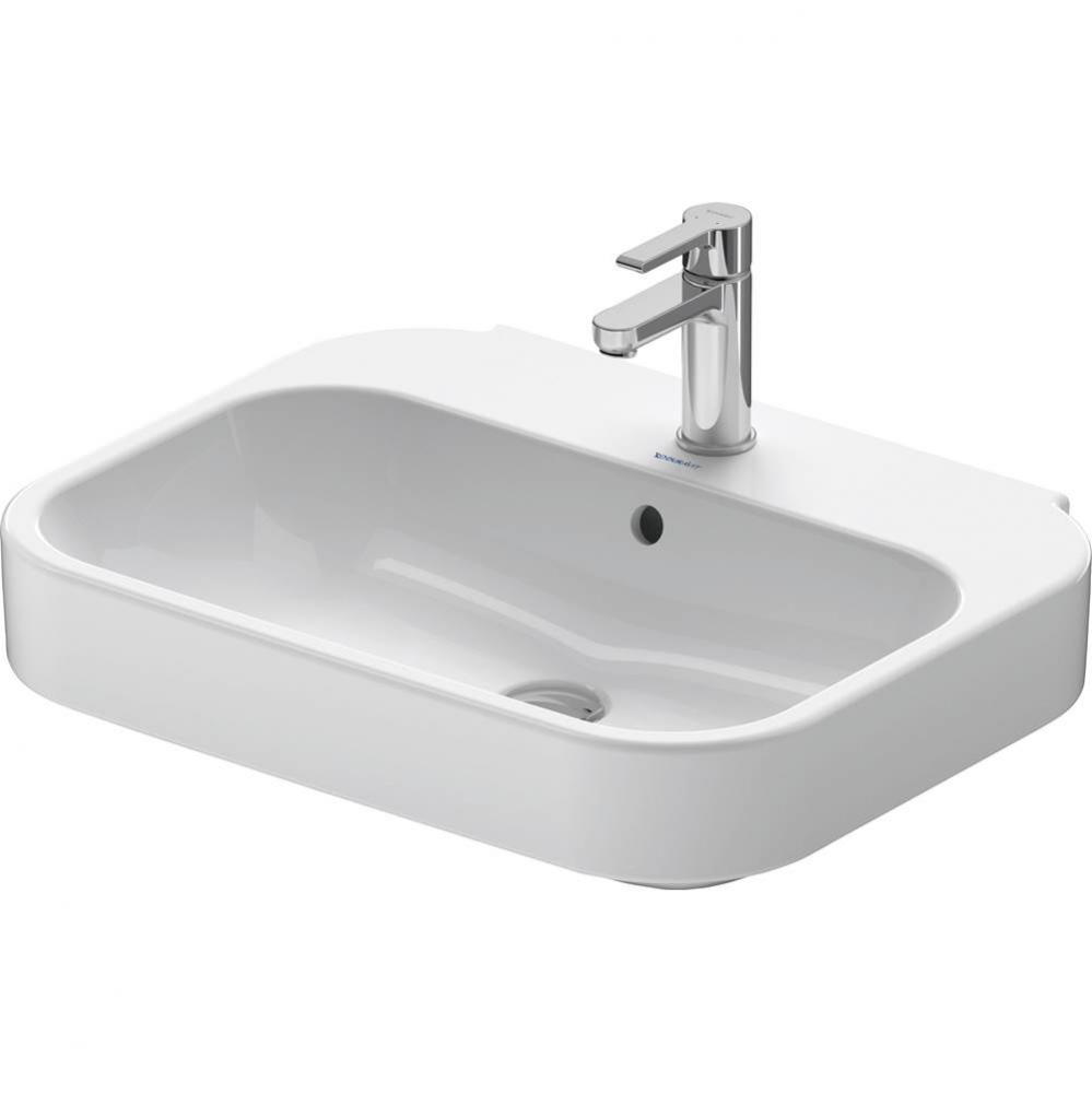 Duravit Happy D.2 23 5/8'' Rectangular Wall Mounted Sink in White with Single Faucet Hol