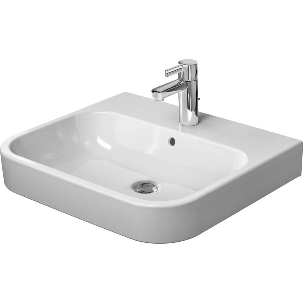 Duravit Happy D.2 23 5/8'' Rectangular Wall Mounted Sink in White with Single Faucet Hol