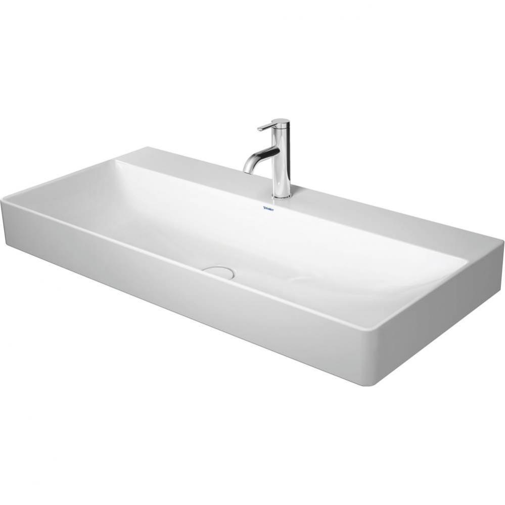 Duravit DuraSquare 39 3/8'' Rectangular Wall Mounted Sink in White with Single Faucet Ho
