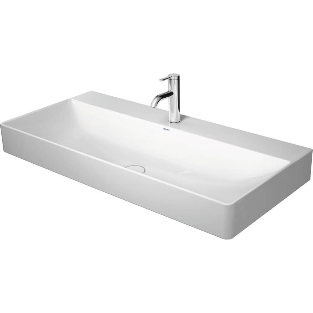 Duravit DuraSquare 39 3/8'' Rectangular Wall Mounted Sink in White with Widespread Fauce