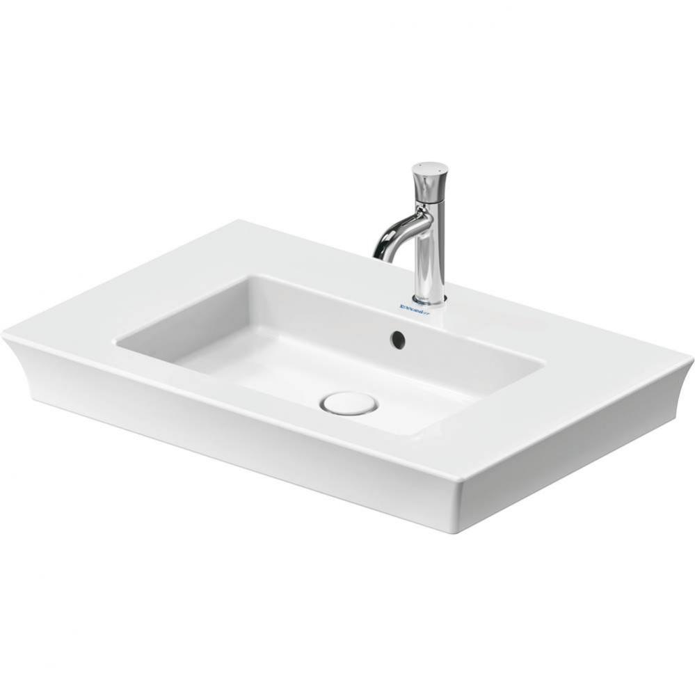 Duravit White Tulip 29 1/2'' Rectangular Wall Mounted Sink in White with Single Faucet H