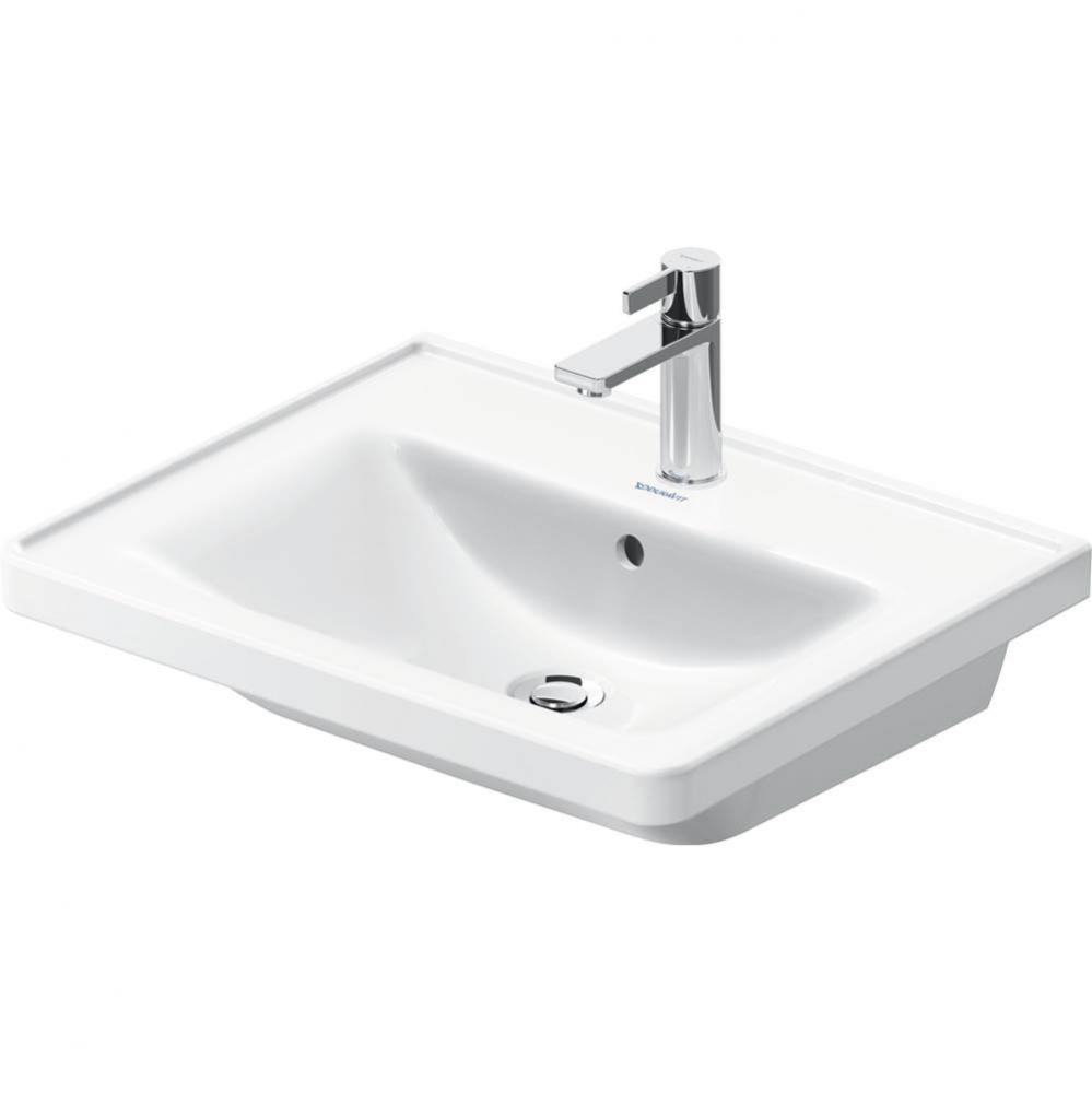 Duravit D-Neo 23 5/8'' Rectangular Wall Mounted Sink in White with Single Faucet Hole an