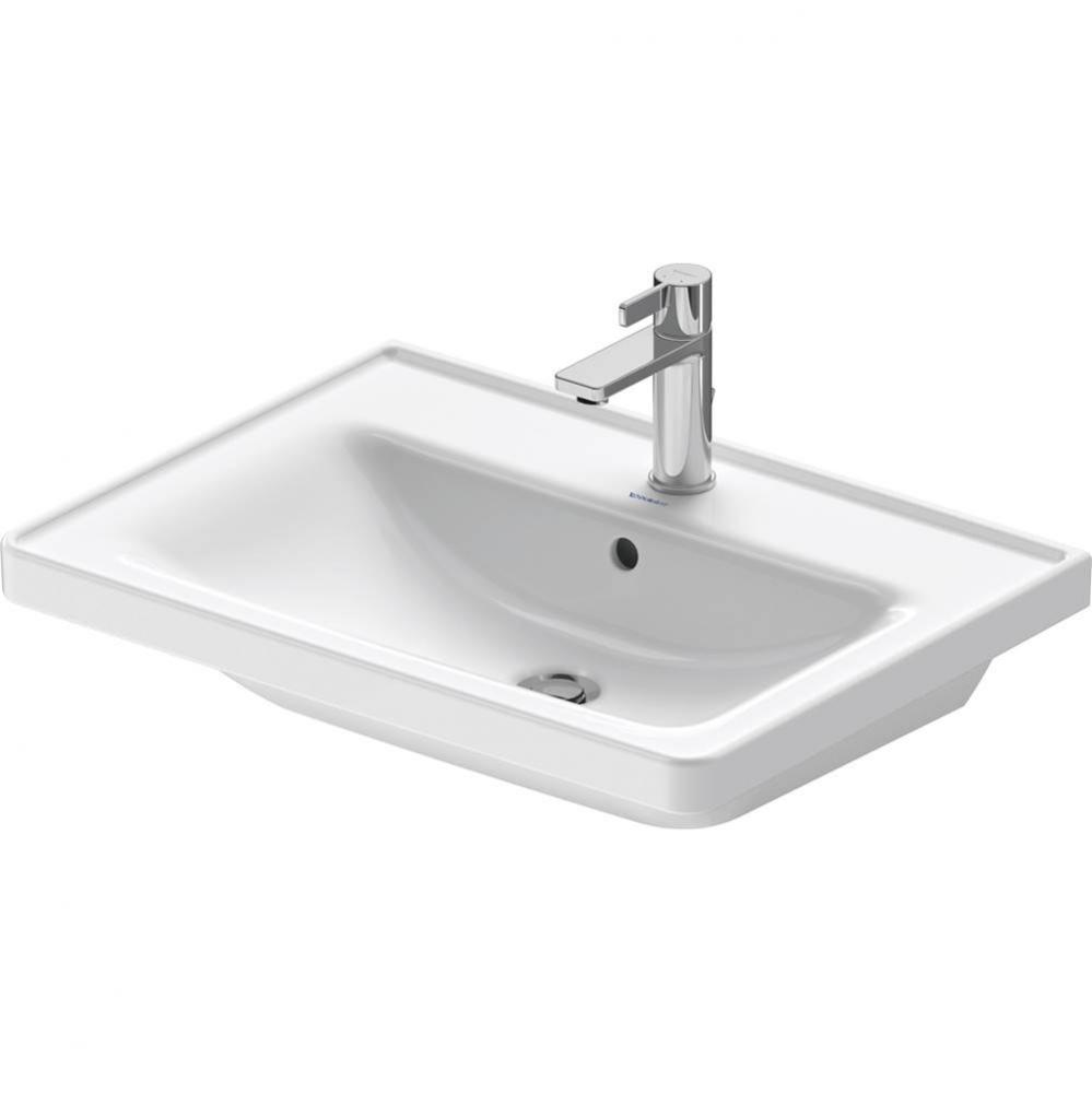 Duravit D-Neo 25 5/8'' Rectangular Wall Mounted Sink in White with Single Faucet Hole an