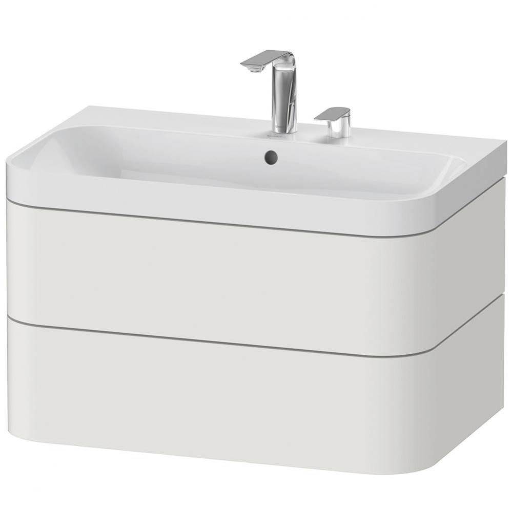 Happy D.2 Plus Two Drawer C-Shaped Wall-Mount Vanity Kit Nordic White
