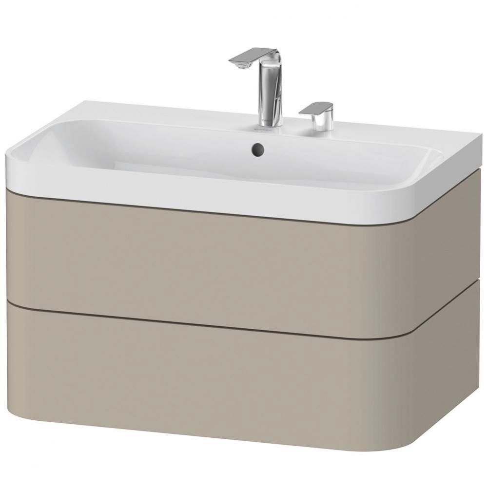 Happy D.2 Plus Two Drawer C-Shaped Wall-Mount Vanity Kit Taupe