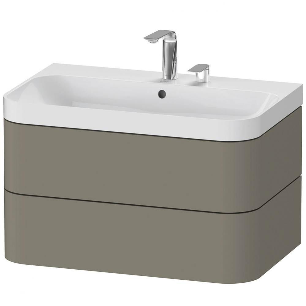 Happy D.2 Plus Two Drawer C-Shaped Wall-Mount Vanity Kit Stone Gray
