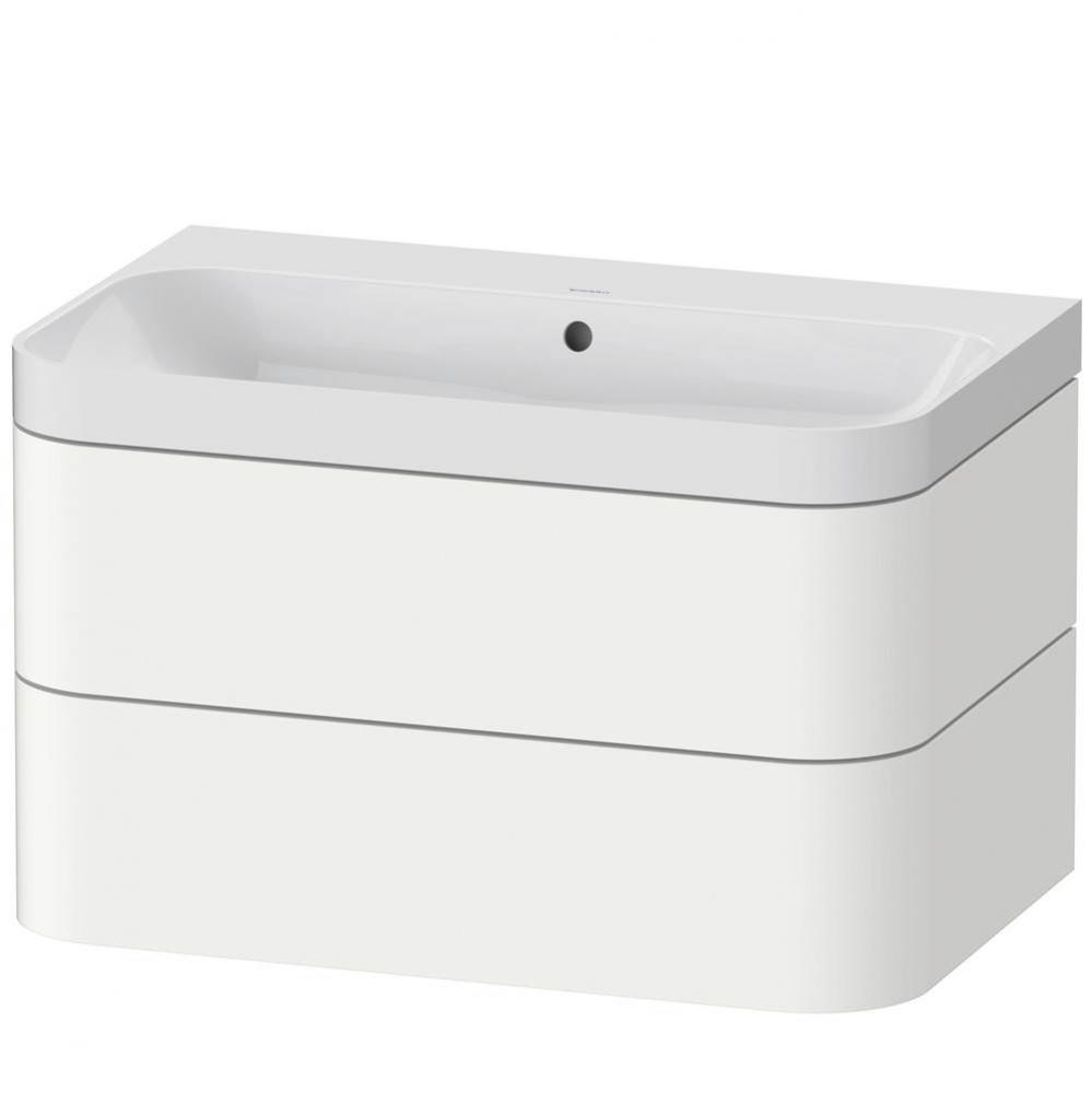 Happy D.2 Plus Two Drawer C-Shaped Wall-Mount Vanity Kit White