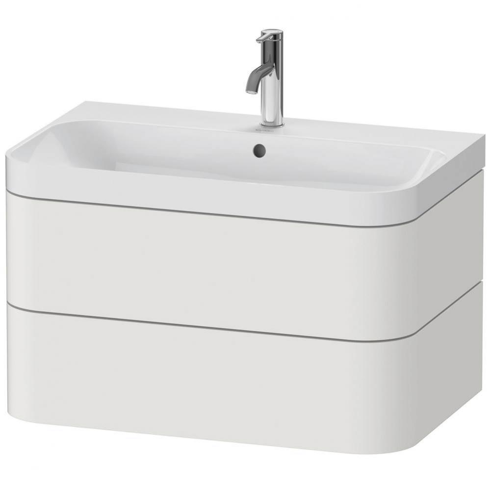 Happy D.2 Plus Two Drawer C-Shaped Wall-Mount Vanity Kit Nordic White