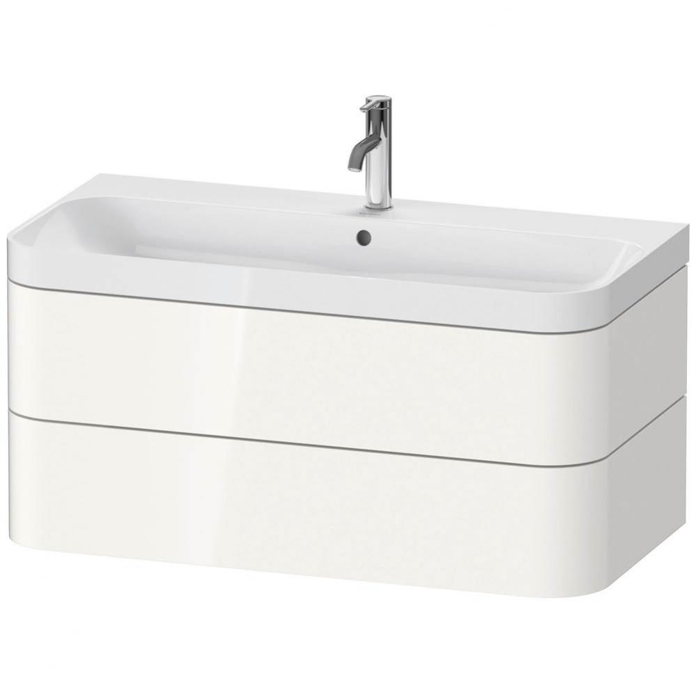 Duravit Happy D.2 38 3/8'' Wall Mount Two Drawer c-shaped Single Vanity in High Gloss Wh