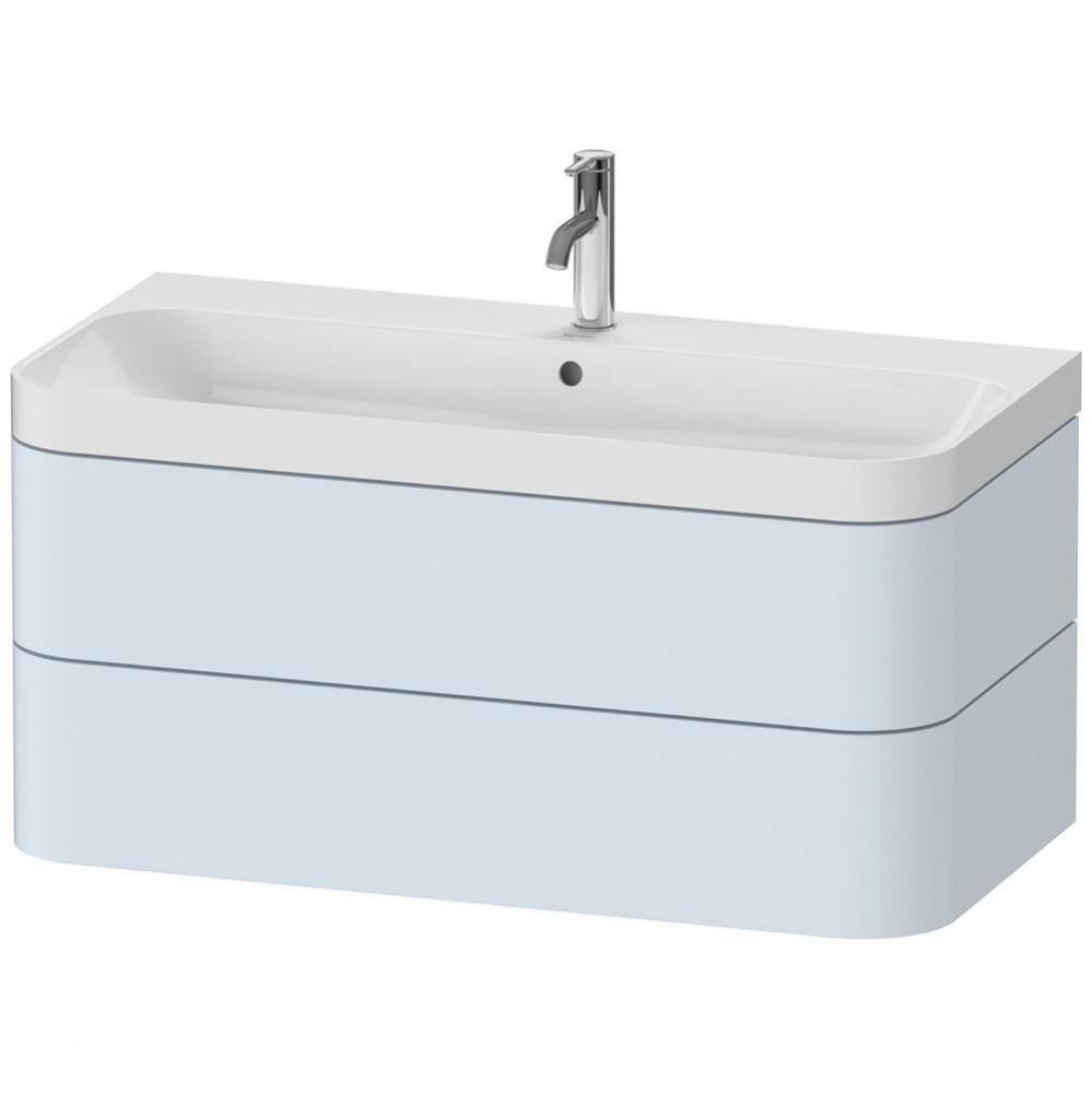 Duravit Happy D.2 Plus Two Drawer C-Shaped Wall-Mount Vanity Kit Light Blue