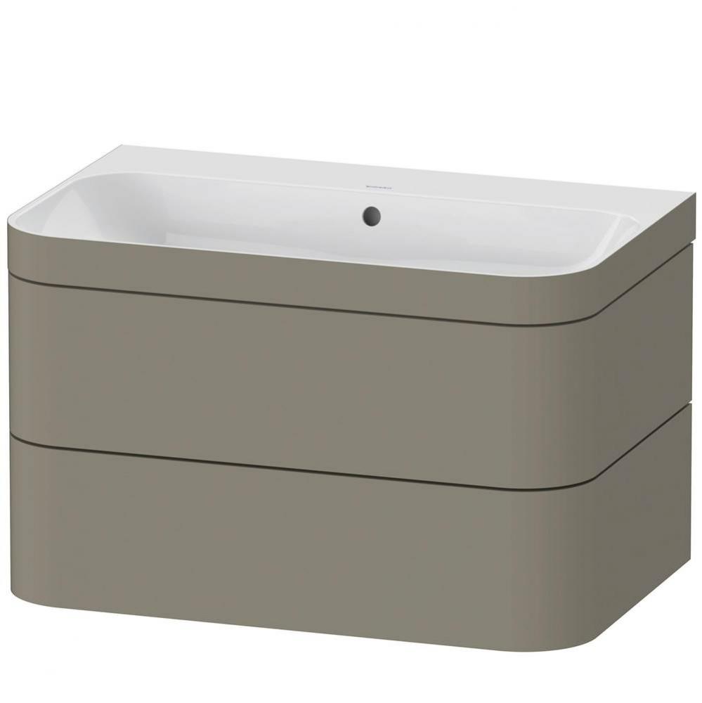 Happy D.2 Plus Two Drawer C-Bonded Wall-Mount Vanity Kit Stone Gray
