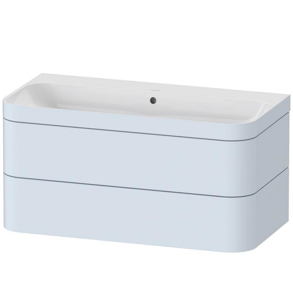 Duravit Happy D.2 Plus Two Drawer C-Bonded Wall-Mount Vanity Kit Light Blue