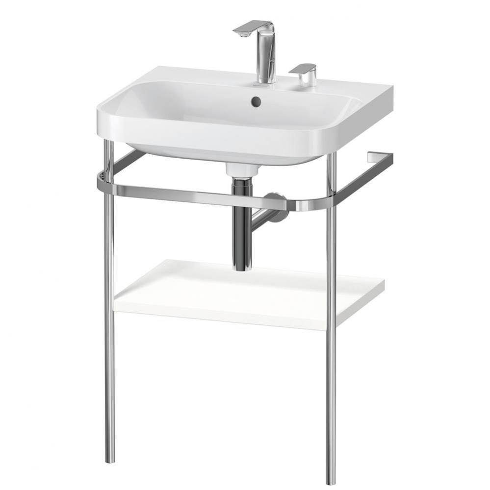 Happy D.2 Plus C-Shaped Vanity Kit with Sink and Metal Console White