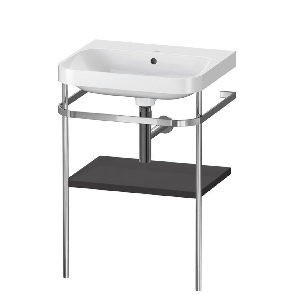 Happy D.2 Plus C-Shaped Vanity Kit with Sink and Metal Console Graphite