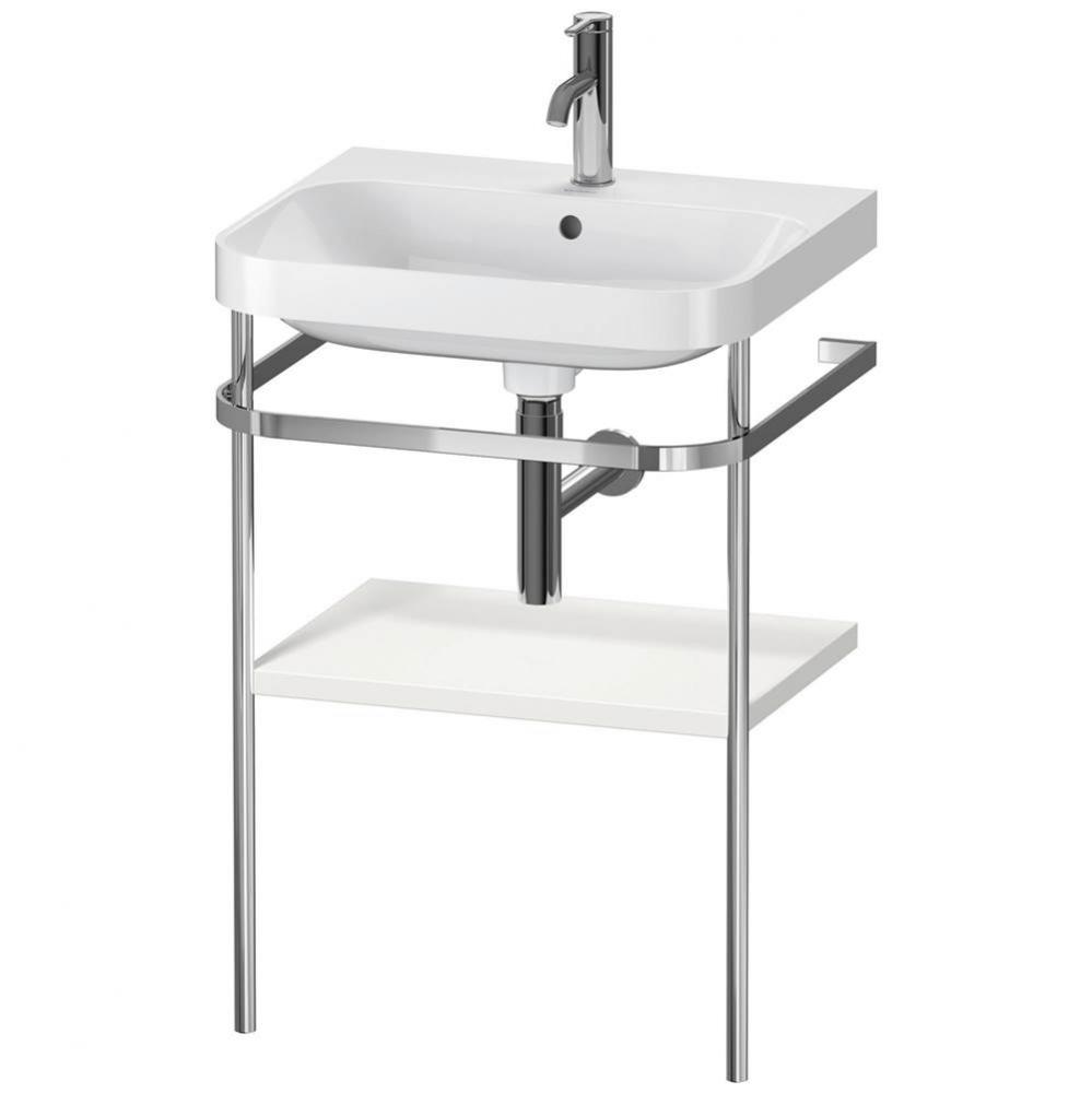 Happy D.2 Plus C-Shaped Vanity Kit with Sink and Metal Console Nordic White