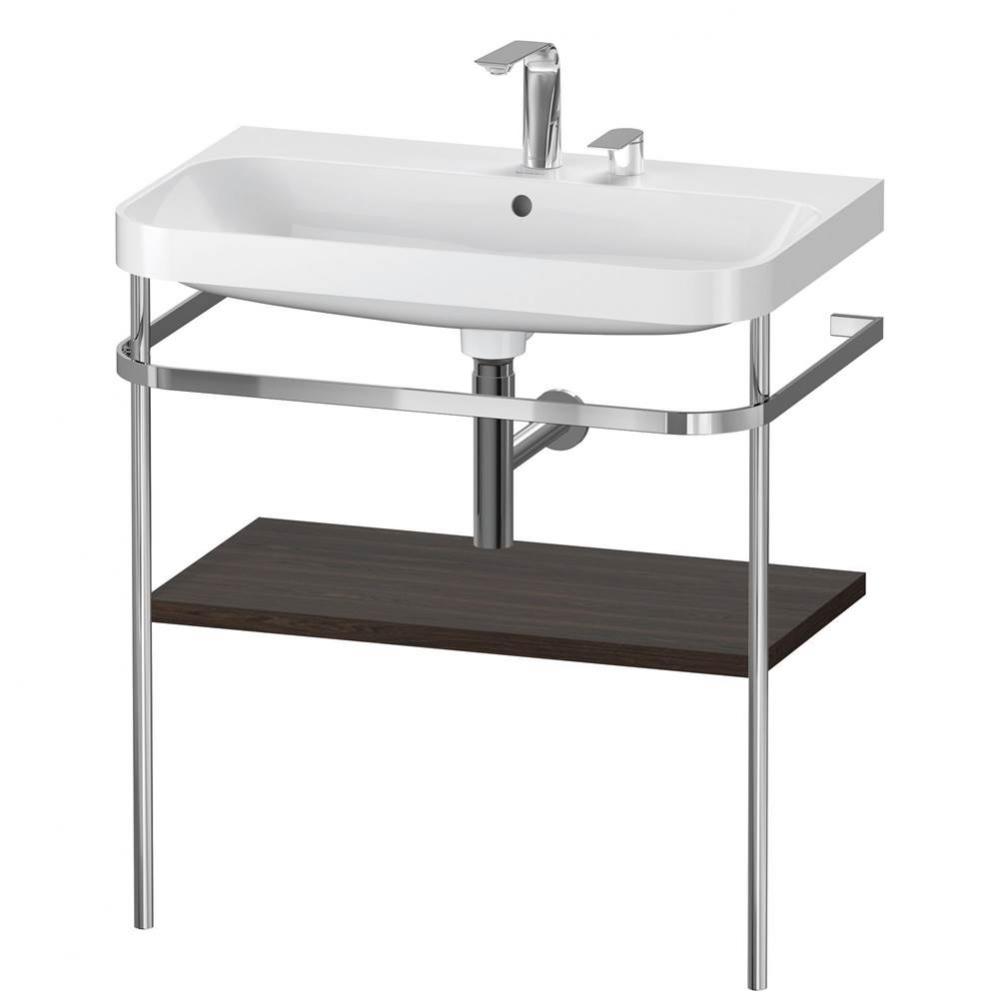 Happy D.2 Plus C-Shaped Vanity Kit with Sink and Metal Console Walnut Brushed