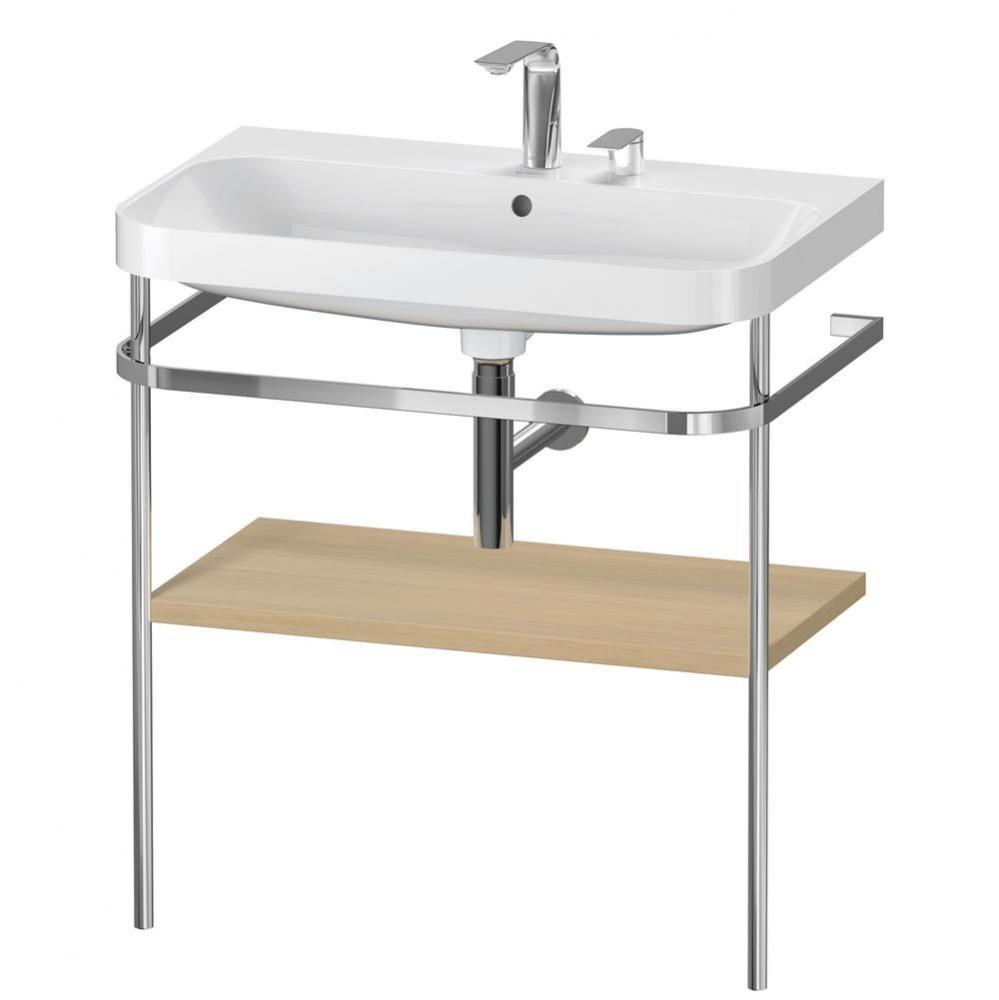 Happy D.2 Plus C-Shaped Vanity Kit with Sink and Metal Console Mediterranean Oak