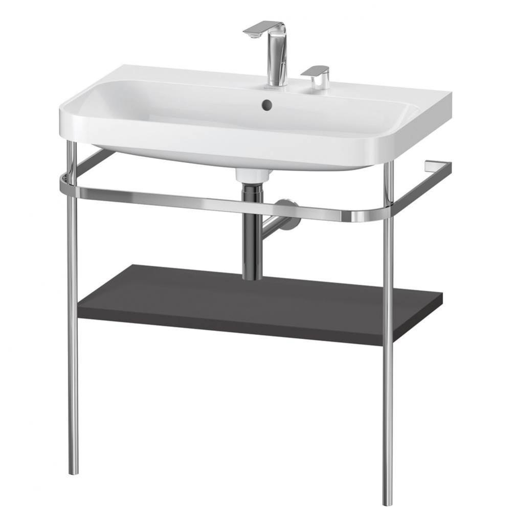 Happy D.2 Plus C-Shaped Vanity Kit with Sink and Metal Console Graphite