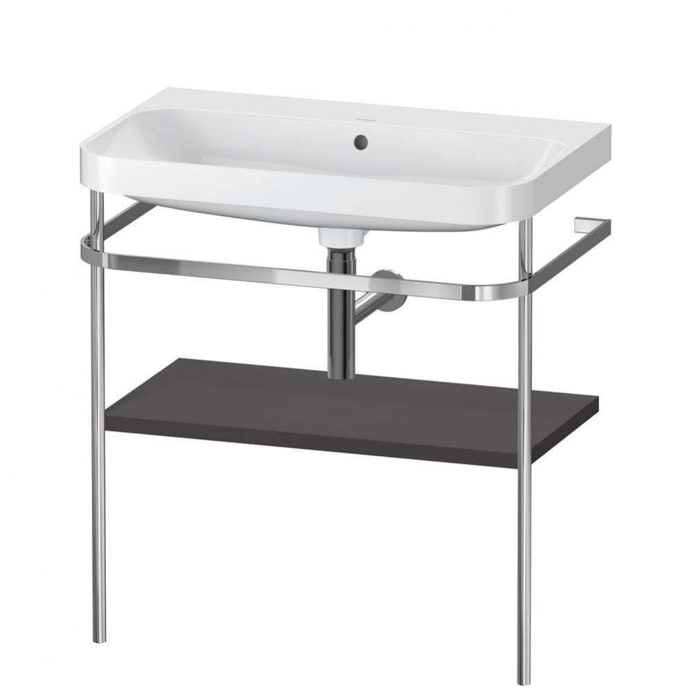 Happy D.2 Plus C-Shaped Vanity Kit with Sink and Metal Console Graphite