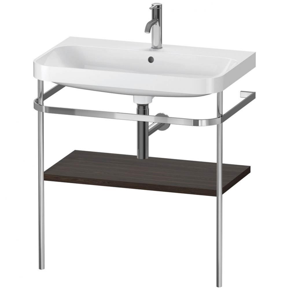 Happy D.2 Plus C-Shaped Vanity Kit with Sink and Metal Console Walnut Brushed