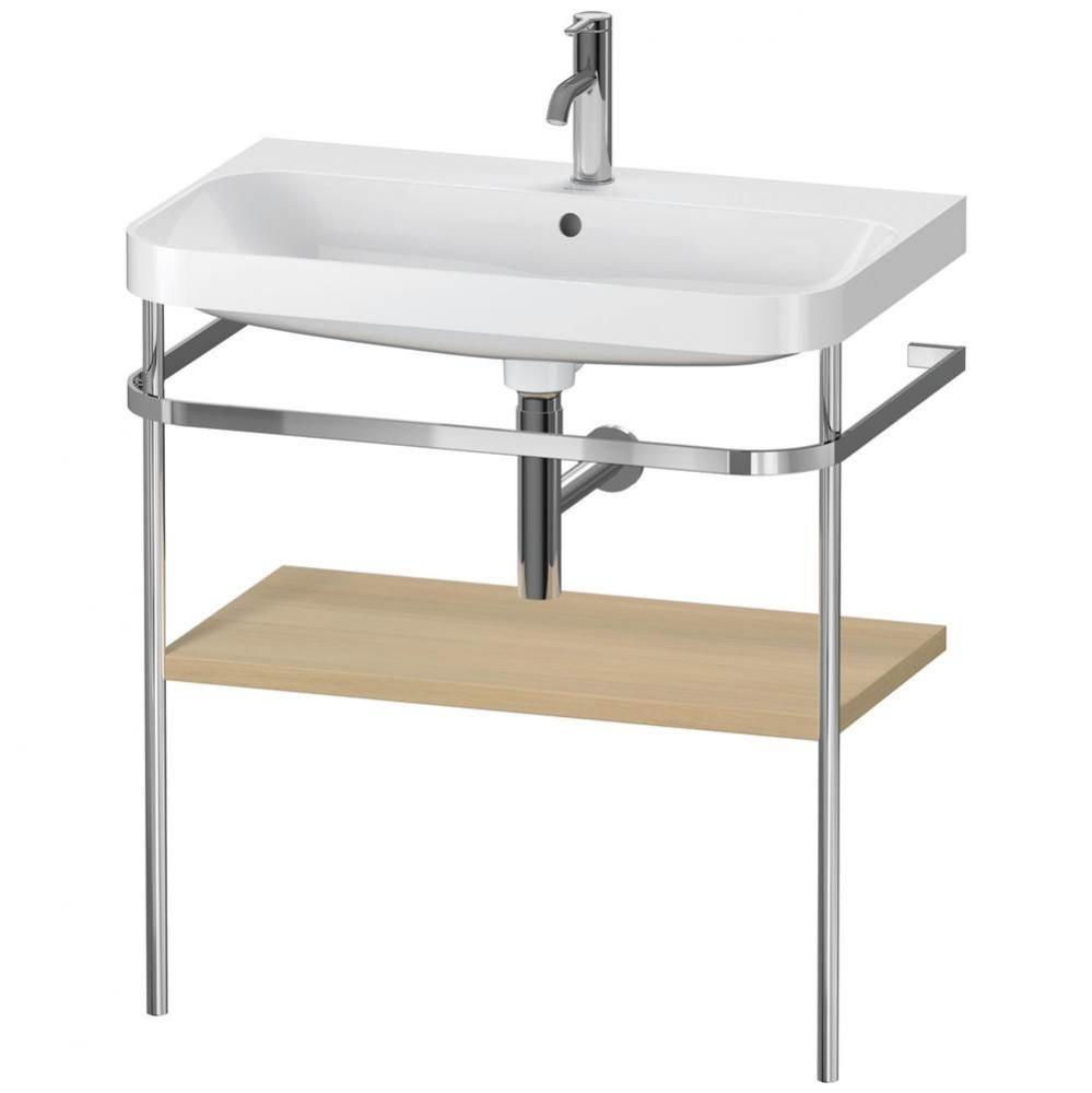Happy D.2 Plus C-Shaped Vanity Kit with Sink and Metal Console Mediterranean Oak