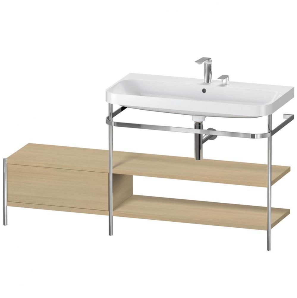 Happy D.2 Plus C-Shaped Vanity Kit with Sink and Metal Console Mediterranean Oak