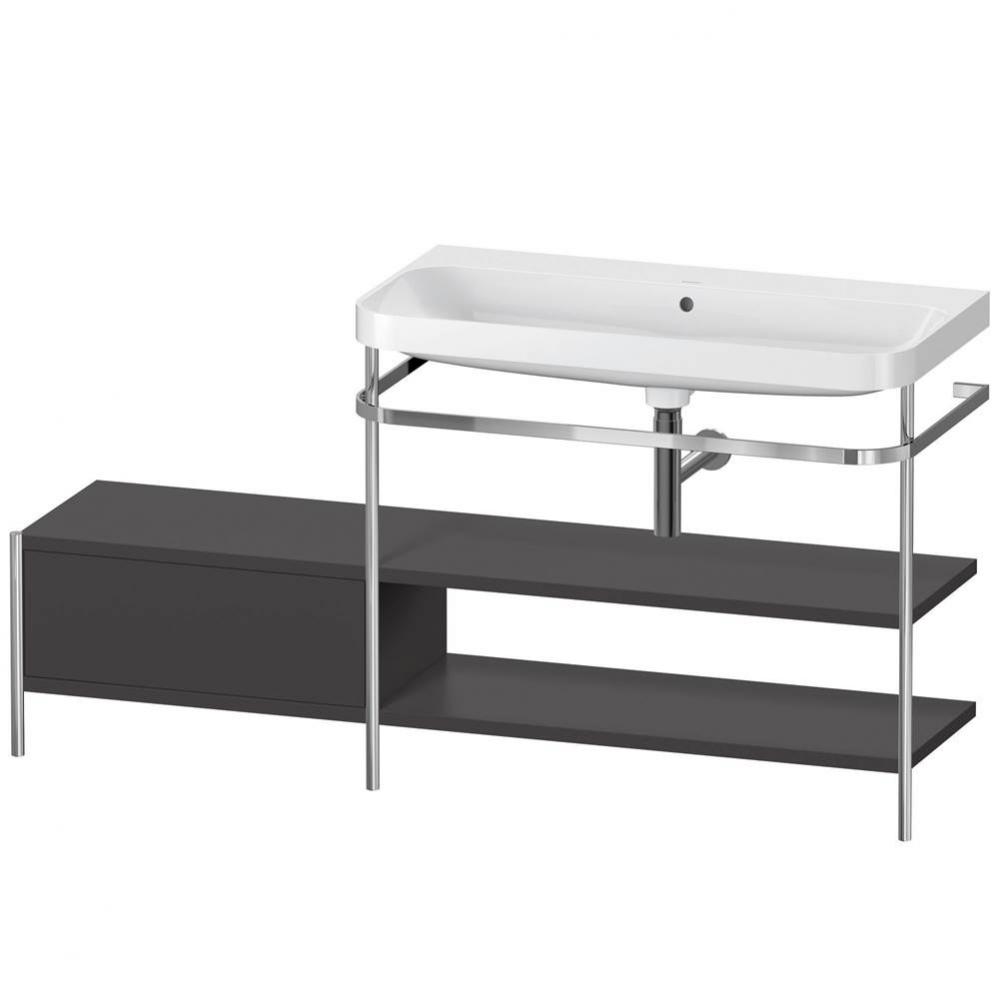 Happy D.2 Plus C-Shaped Vanity Kit with Sink and Metal Console Graphite