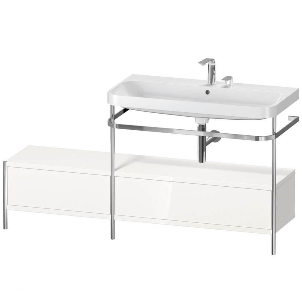 Happy D.2 Plus C-Shaped Vanity Kit with Sink and Metal Console White