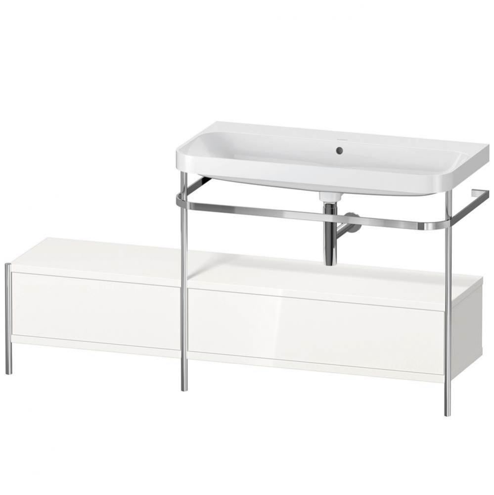 Happy D.2 Plus C-Shaped Vanity Kit with Sink and Metal Console White