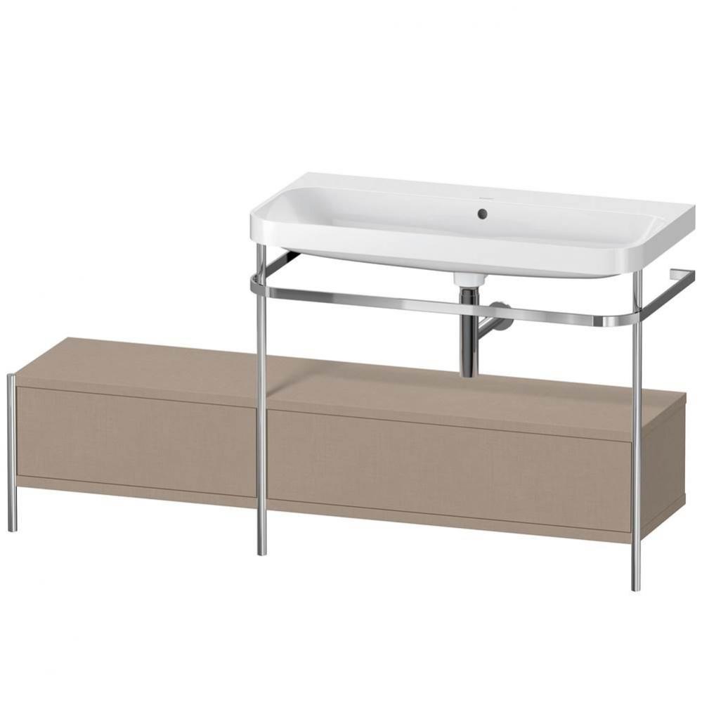 Happy D.2 Plus C-Shaped Vanity Kit with Sink and Metal Console Linen