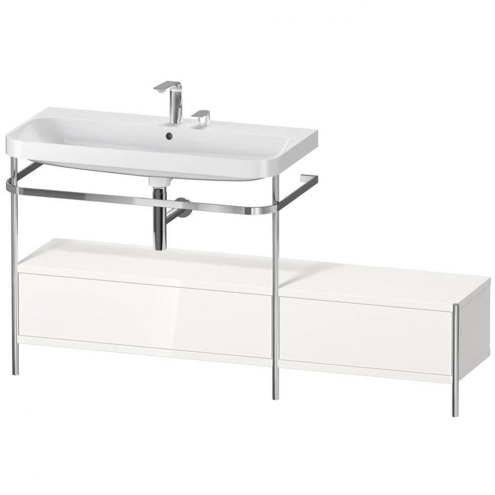 Happy D.2 Plus C-Shaped Vanity Kit with Sink and Metal Console White