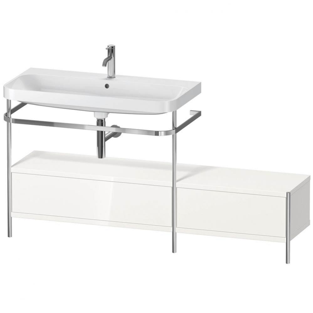 Happy D.2 Plus C-Shaped Vanity Kit with Sink and Metal Console White