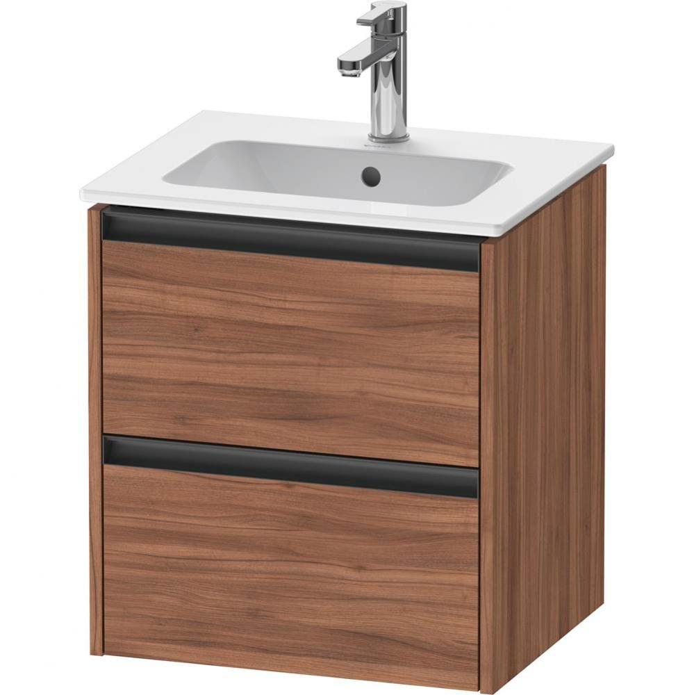 Duravit Ketho.2 20 1/8'' Wall Mount Two Drawer Single Vanity Cabinet in Natural Walnut,
